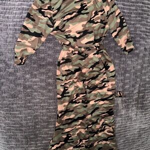 Camouflage Long Sleeve Maxi Dress